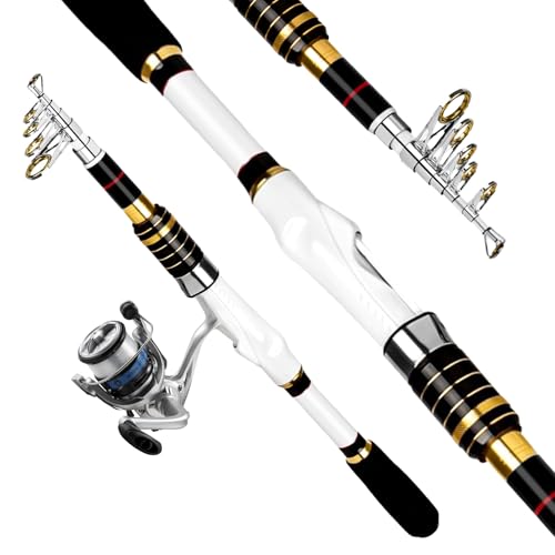 Telescopic Fishing Rod and Reel Combo, 2PCS Collapsible Fishing Pole with Spinning Reel Lures and Carrier Bag for Saltwater Freshwater Bass Fishing Gear