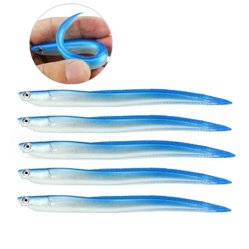 5pcs Soft Fishing Lures - Bionic EEL Artificial Baits for Bass Pike Trout Perch, Saltwater & Freshwater