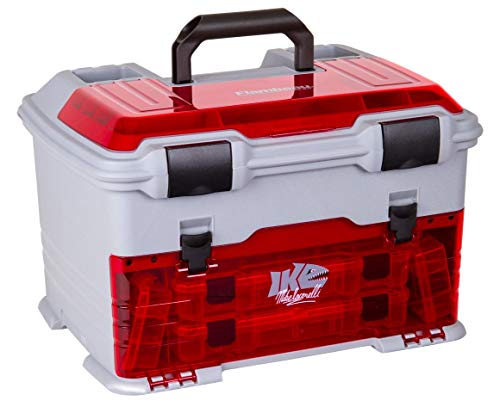Flambeau Outdoors T5PW "IKE" Multiloader Tackle Box, Fishing Organizer with Tuff Tainer Boxes Included, Zerust Anti-Corrosion Technology - Translucent Red/Gray