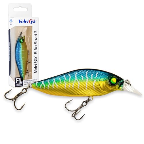 Flat Sided Japanese-Style Crankbait Elfin Shad – Medium Diving Bass Fishing Lure, Hard Bait Shad Crankbait for Freshwater Velrifya - color: 02-Toxic Gill