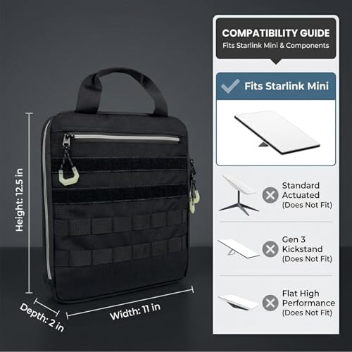 Carrying Bag Compatible with Starlink Mini, Waterproof Protective, Tactical Fishing Tackle Storage Bag, MOLLE System & Cable Port, for Fishing, Camping & Boating