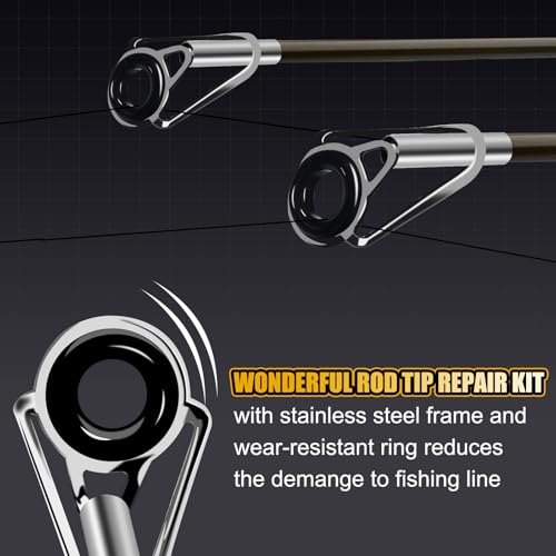 Rod Tip Repair Kit 50pcs Fishing Rod Tips Replacement Set with Storage Box, 10 Sizes Pole Tip Repair Kit - size: A-Iron rod tip kit
