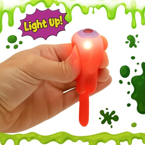 JA-RU Gross Light Up Eye Flinger Toy (Pack of 2) Stretchy Launching Eyeball. Halloween Party Favor. Sticky Splat Ball, Wall Ball, Squishy, Stress Relief, Gross Toy, Sticky Flinger 2494-2 - color: Eye Flinger, size: 2 Packs
