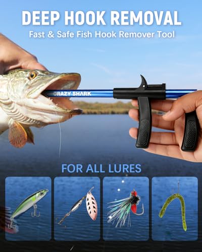 Fish Hook Remover Tool, Aluminum Fishing Hook Remover Extractor 13.6in - color: Blue
