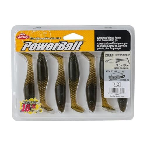 Berkley PowerBait Paddlin' PowerStinger Fishing Soft Bait - color: Green Pumpkin, size: 3 1/2"