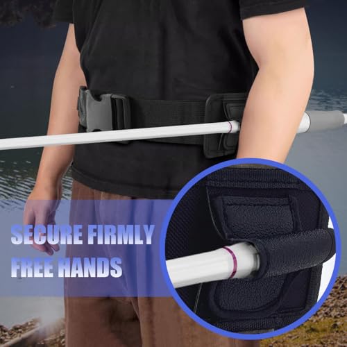 Fishing Waist Belt Rod Holder Adjustable Wading Belts with Removable Fish Pole Inserter Portable Outdoor Fly Fishing Gear for Surf Kayak Spinning Casting