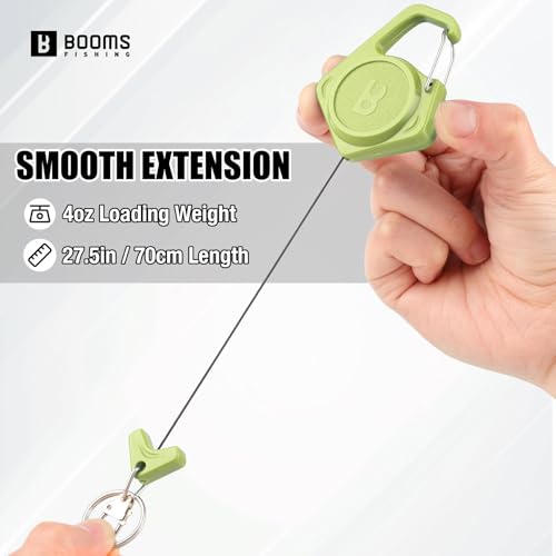 Booms Fishing Zinger Retractor 3pack: Fly Fishing Retractor with 27.5" Retractable Lanyard - 4oz Retractable Keychain for Key Nippers Scissors Forceps, Fly Fishing Accessories, XW80 - color: Green