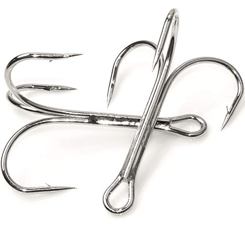 Fishing Treble Hooks, Freshwater Saltwater Triple Fishing Hooks for Snagging Trout Walleye Catfish Lures Baits Replacment, Extra Strong Sharp, Silver, 20/50pcs - size: 4/0-50pcs