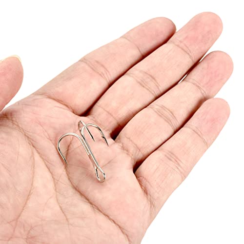 PATIKIL Treble Fish Hooks, Carbon Steel Sharp Round Bend Hook Triple Barbed Hook for Freshwater Saltwater - color: White, size: 26mm/1.02"