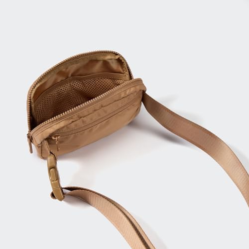 Pander Two Way Zipper Fanny Pack Nylon Everywhere Belt Bag for Women, Water Repellent Waist Packs, Crossbody Bags with Adjustable Strap (Caramel Brown). - color: Caramel Brown