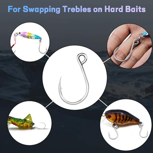 Inline Single Hooks 25Pcs Fishing in line Hooks for Treble Hook Replacement for Hard Lures Large Eye/Barbed Saltwater Freshwater - size: 1#_25pcs