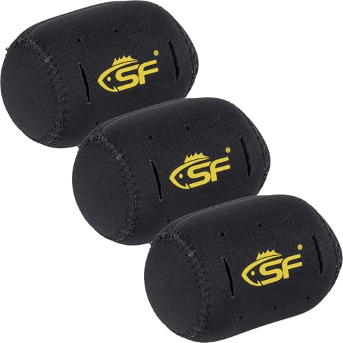 SF Neoprene Conventional Reel Covers Round Reel Case Protective Cover Shield Pouch, XXS/XS/S/M/L/XL/XXL Size, Black - color: Black-3Pcs-XXS