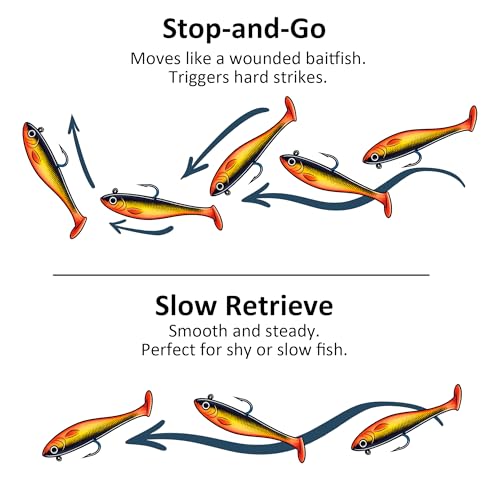 5/6Pcs Pre-Rigged Soft Plastic Lures, Paddle Tail Swimbait, Jig Heads for Bass, Walleye, Pike, Trout, Redfish Fishing - color: 5Pcs Pre-Rigged Paddle Tails