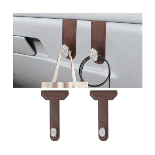 Zpana 2PCS Bling Car Co-Pilot Glovebox Hook, Crystal Rhinestone Vehicle Passenger Seat Hanger for Purse Handbag Umbrella, Automotive Glove Box Storage Organizer, Universal for Truck SUV Van (Brown) - color: Brown