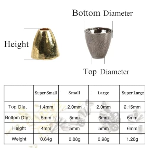 Maxcatch Tungsten Cone Head Beads for Fly Tying, 25 Pieces - color: Gold, size: 5mm x 4mm