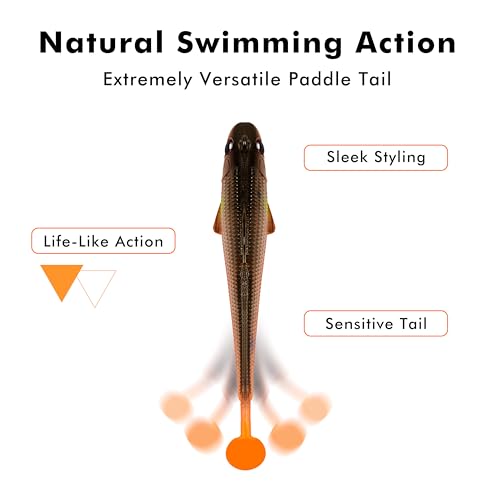 TRUSCEND Shadtale Easy Catch Soft Fishing Lures with BKK Hooks - Trembly Sinking and Vibrating Swim for More Bites, Pre-Rigged Swimbaits for Bass, Trout, Crappie, Walleye, Freshwater Saltwater Fishing - color: 2.5",1/6oz