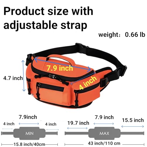 Fanny Pack for Men Women with Reflective Stripe, Concealed Casual Waist Bag with Adjustable Belt for Cycling Hiking Fishing Camping Travel (orange) - color: Orange