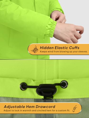 SaphiRose Men's Waterproof Rain Gear 2pcs/set Packable Rain Suit for Working Fishing - color: Green/Reflective Strip, size: Large
