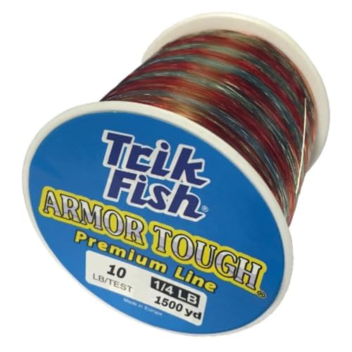 TrikFish Armor Tough Camouflage Monofilament Fishing Line - Stealthy & Strong - Camo Monofilament Line for Freshwater & Saltwater Fishing - Bulk 1/4LB Spool of Mono - color: Camo, size: 10LB Test - 1500 Yards