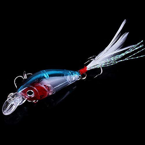 5 Pack Minnow Fishing Lure Crank Bait, Fishing Bass Lures Hard Artificial Bait, Crankbait Fishing Lures Hooks 3D Eyes for Bass Fishing Lure Freshwater and Saltwater