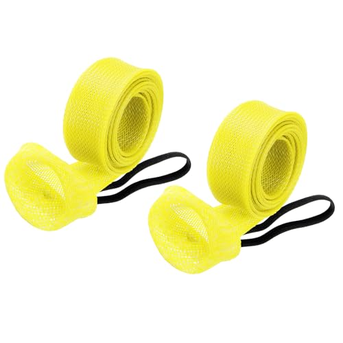 PATIKIL Rod Sock, Fishing Rod Sleeve Cover Braided Mesh Pole Protector Gloves Fishing Tools Flat End for Spinning Fishing Rod Fly Rod Ice Rod Casting Rod - color: Yellow, size: 67 Inch
