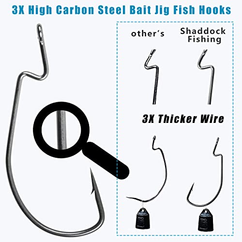 Offset Bass Fishing Hooks, 100pcs Wide Gap Worm Hooks 3X High Carbon Steel Bait Jig Fish Hooks for Bass Trout Saltwater Freshwater - size: 100pcs-3/0