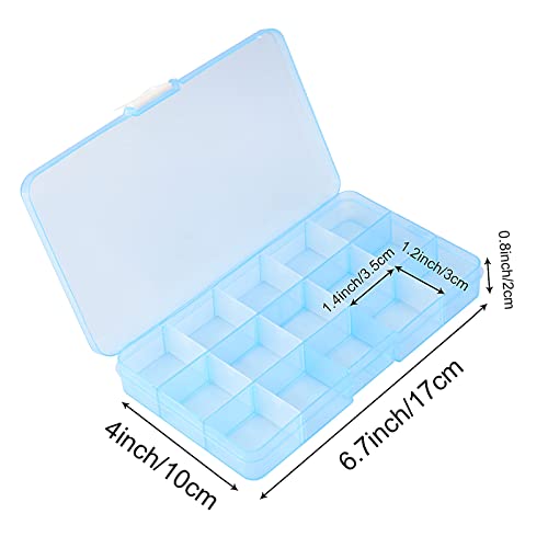 ZOENHOU 32 Pack 15 Grids Plastic Bead Organizer Box, 4 Colors Plastic Storage Containers Small Tackle Box with Adjustable Removable Dividers for Jewelry Bead Earring Fishing Hook Small Accessories