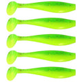 MAFIMOEA 50 Pcs Soft Fishing Lures Plastic Paddle Tail Swim Baits Kit for Bass Trout Walleye Crappie 5 Mixed Colors Fishing Soft Plastic Lure Kit 5.5CM - color: green