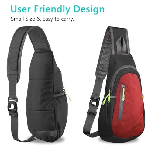 TITECOUGO Small Sling Bag, Lightweight Crossbody Backpack for Men Women, Shoulder Bag for Sports and Outdoor - color: Black/Red