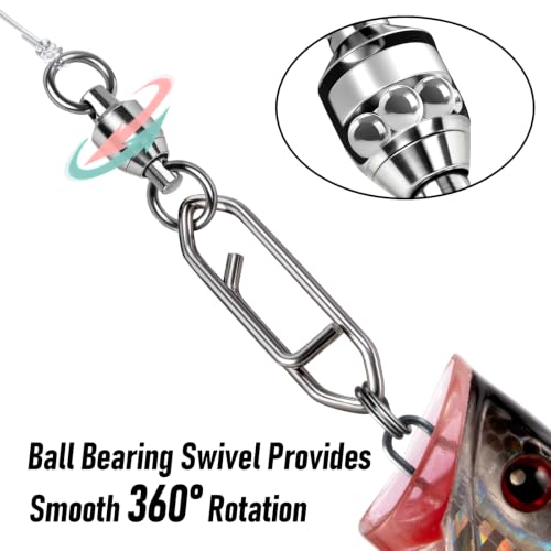 Alwonder 30-Pack Fishing Speed Clips Quick Change Snap Swivels, Ball Bearing Swivel Power Clips Fishing Snap Swivels Freshwater Saltwater Crankbait Popper Lures Quick Snaps Connectors Tackle - size: Size 1+S (44LB) 30pcs