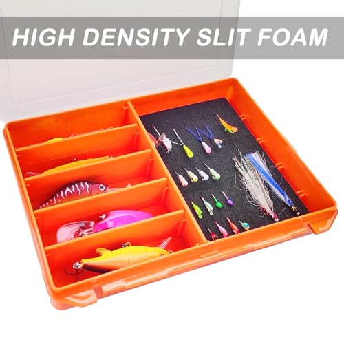 Aventik Fishing Tackle Box Slit Foam Case Jig Box Head Hooks Spinners Spoons Storage Tackle Tray (Orange-3502lure box) - style: Orange-3502lure box(2)
