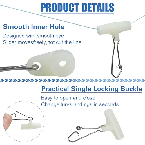 Fishing Line Sinker Slides- 30pcs Stainless Steel Braid Line Sinker Slider with Duo-Lock Snap High-Strength Line Weight Connectors for Saltwater Surf Fishing Rigs Catfishing - style: Luminous-30pcs