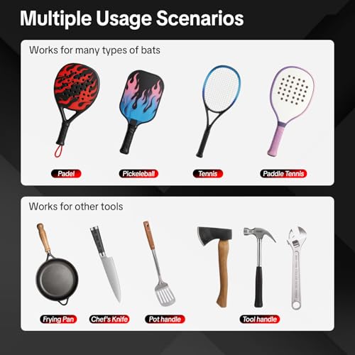 2 Pack Cold Shrink Grip Sleeve for Pickleball Paddle & Tennis Rackets, 3.9"-5.9" Expansion Non-Slip Overgrip, Vibration Dampening Handle Cover for Hammers, Pot Handles & DIY Gear - color: Black