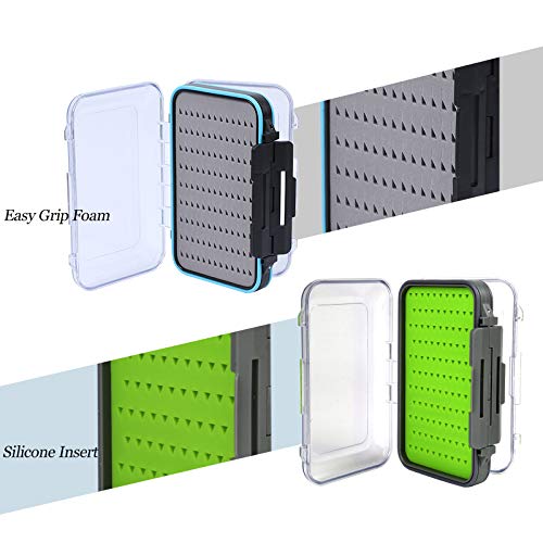 Maxcatch Waterproof Double-Sided Fly Box - Lightweight & Durable Fly Fishing Box with Clear Lid & Easy Grip Foam for Dry & Wet Flies Storage - color: Silicone Insert, size: X-Large-7.3''x 4.6''x 1.5''