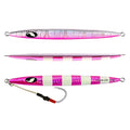 OCEAN CAT Slow Pitch Jig Flat Fall Jig Saltwater Fishing Luers Mental Vertical Jigging Baits with Hooks 5 Colors 4 Weights - color: #015:Pink, size: 14 1/9oz(400g)