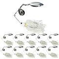 10 - Pack - White Spinner Lure, Fishing Lure, Spinnerbait, Freshwater Fishing - Metal, Plastic