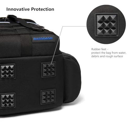BASSDASH Convertible Fishing Backpack Sling Bag with Rod Holder, Adjustable Tactical Water-Resistant Tackle Storage Pack FP07 - color: Black/Royal Blue, size: Standard