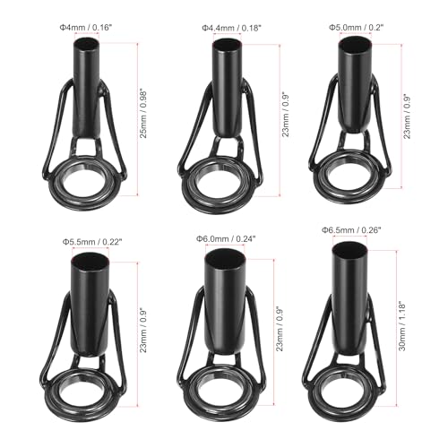 PATIKIL Fishing Rod Tip Repair Kit Stainless Steel Pole Ring Guide Replacement for Saltwater Freshwater Fishing - color: Black, size: 4-6.5mm