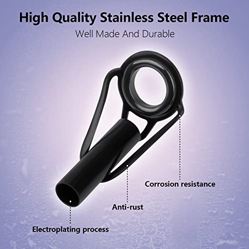 THKFISH Fishing Rod Tip Repair Kit Stainless Steel Ceramic Ring Guide | 6Sizes 30Pcs or 80Pcs THKFISH Rod Tip Repair Kit, Fishing Stainless Steel Ceramic Ring Guide Repair Replacemen - color: B-Black 80pcs
