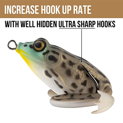 LUNKERHUNT Frog Lure for Bass Fishing | Pocket Frog Fishing Lure 1.75 Inch | Topwater Fishing Lures, Soft Hollow Body, Weedless Hooks for Trout, Pike in Saltwater and Fresh Water - style: Rocky Toad