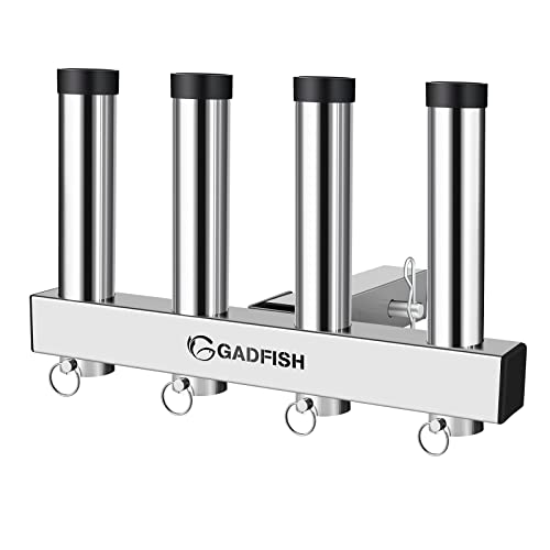 Stainless Steel Hitch Fishing Rod Holder, GADFISH Hitch Mount Rod Holder, 4 Link Tube for 2" Hitch Receivers with Quick Release Pin,Truck Adjustment Fishing Rod Rack, Fishing Pole Holder
