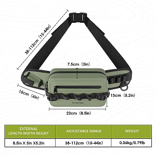 THKFISH Waterproof Fishing Waist Pack with Fishing Rod Holder, Airtight Zipper Closure, Lightweight Sling Fishing Waist Bag for Fly Fishing - color: Green