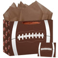 Hooqict Large Football Gift Bag with Tissue Paper and Greeting Card Football Birthday Party Gift Wrapping Bag for Boys Men Sport Themed Goodie Treat Party Favors Gift Bag - color: Football