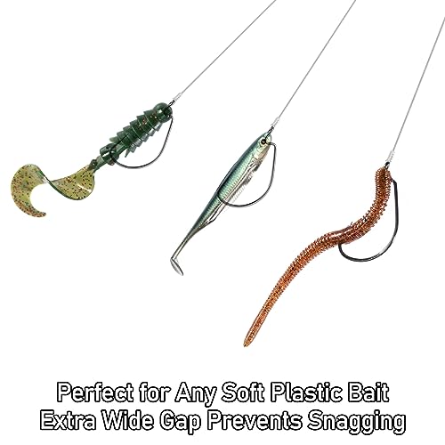Dr.Fish EWG Hooks Bass Fishing Worm Hooks Extra Wide Gap Freshwater Fishing Carolina/Texas Rig - color: Black Nickel, size: #4/0-100Pack