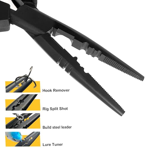 7-inch Fishing Pliers with Rust-resistant Teflon Coating, Fresh/Sea Fishing Tools, Comfortable Grip Fishing Gear for Fishing Trips - style: 7" Straight Nose