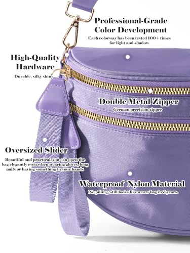 Pure Colour Crossbody Bag Bum Bag for Women,Spacious Purse Fanny Packs Belt Bag,Oversized Bum Bag (Colour Bum Bag-Cloudy Purple) - color: Colour Bum Bag-Cloudy Purple