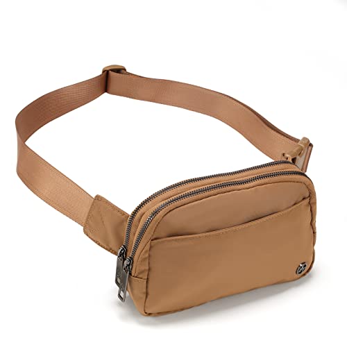 Pander Everywhere Belt Bag for Women, 5 Zipper Pockets Nylon Crossbody Fanny Pack Purse (Caramel Burnt). - color: Caramel Burnt