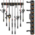 Fishing Rod Holders, Wall Mounted Fishing Rod Rack, Fishing Pole Holder Holds Up to 8 Rods or Combos, Fishing Rod Holders for Garage with 4 Hooks, Fits Most Rods of Diameter 3-24mm - style: Orange-1Pack