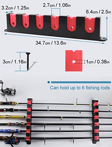 Horizontal Fishing Rod Rack Holders Wall-mounted Fish Pole Holder for Garage & Boat 6-Rod Storage Racks -1 Pair Rod Holder Rod Holder (2 Pair Horizontal Red) - color: 2 Pair Horizontal Red