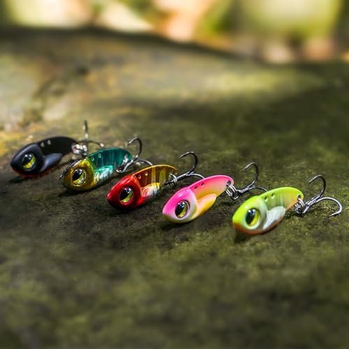 TRUSCEND Vibespinner Easy Catch Fishing Lures with BKK Hooks, Tail Spinner Baits with 4 Actions, Vibrating Swimming Flashing & Jigging for More Bites, Spoon Lures for Bass Trout Crappie Walleye Pike - color: C1-0.07oz-0.8"